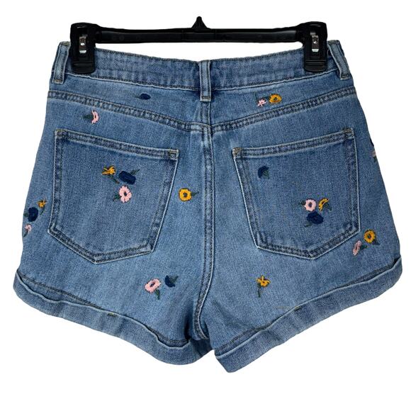 Pacsun SZ 26 Mom Jean Shorts Floral Embroidered Cuffed Hi-Rise Zip-Fly Pockets - Picture 4 of 8